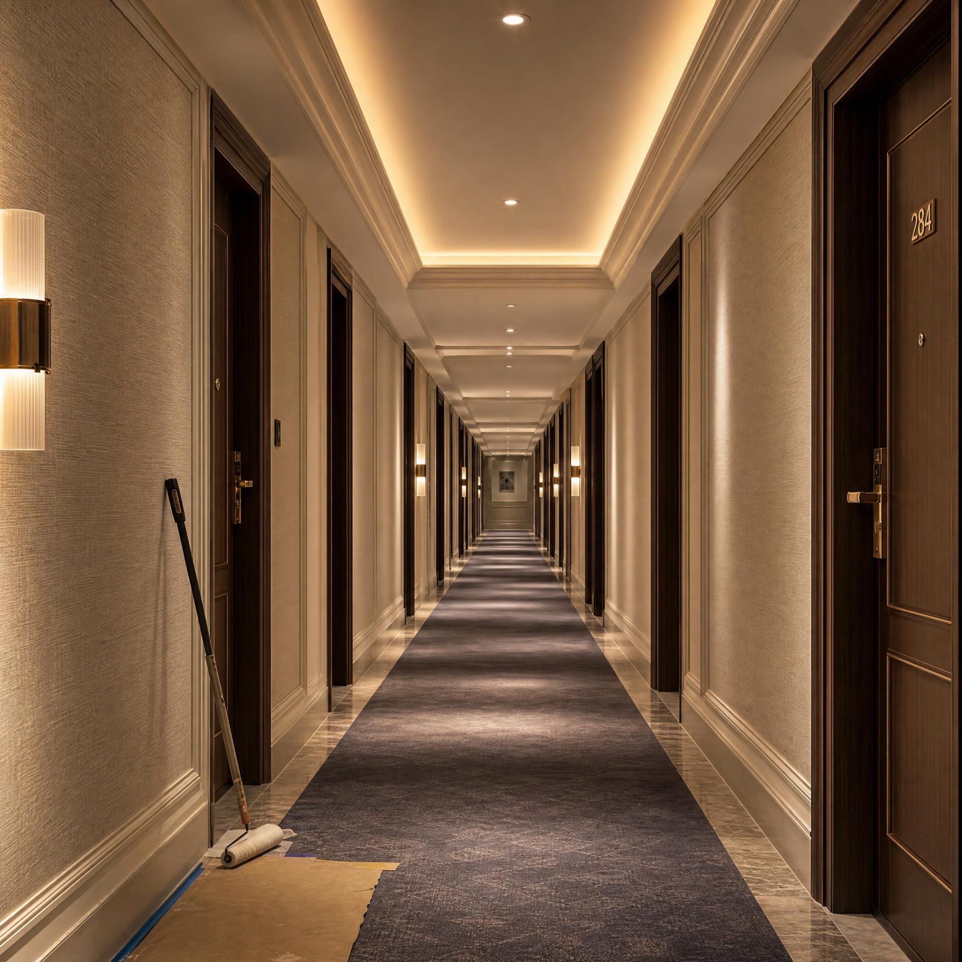 Couloir d'hôtel en rénovation